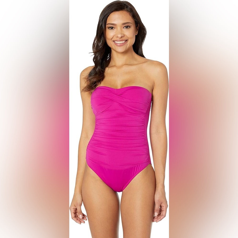 LAUREN RALPH LAUREN Beach Club Solids Twist Bandeau Underwire One-Piece